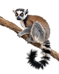 Fototapeta premium Ring-tailed lemur sitting on a tree branch