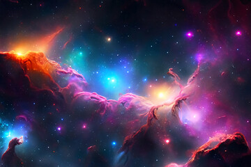 Nebula and galaxies in space. Abstract cosmos background. Cosmic space and stars, color cosmic...