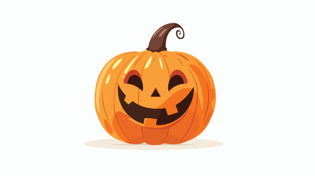 Smiling Halloween pumpkin Flat vector isolated on white