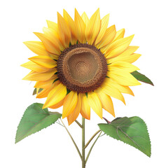 Sunflower with stem and leaves
