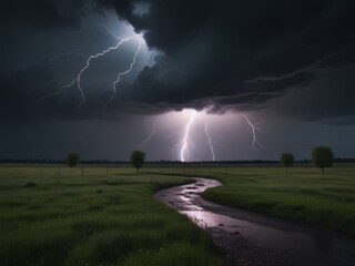 Naklejka na ściany i meble lightning in the storm