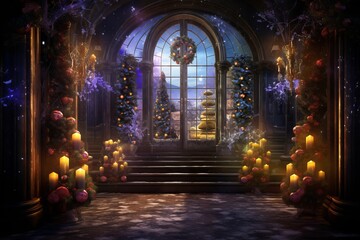 Glowing and enchanting holiday decorations in isolated brilliance - obrazy, fototapety, plakaty