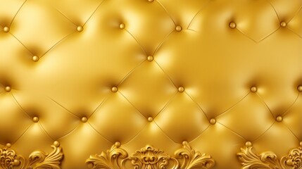 Luxurious gold leather upholstered wall with an elegant diamond pattern