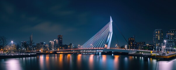 the charm of the bridge at night - obrazy, fototapety, plakaty