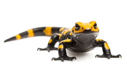 Obraz premium Feuersalamander isoliert auf weißen Hintergrund, Freisteller