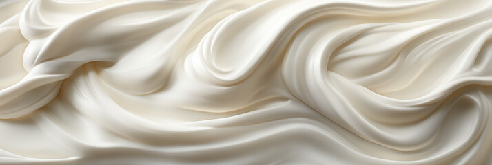 Creamy swirl closeup of white whipped cream. Sweet and smooth