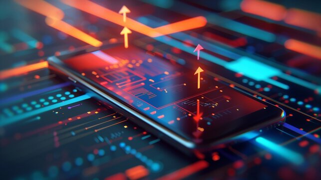 An illustration of App Modernization concept, showcasing the evolution of technological application development with a focus on artificial intelligence growth and digital transformation.