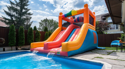 inflatable slide bounce or water sliders at water park