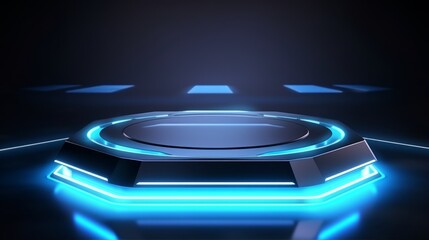 Futuristic holographic 3d podium
