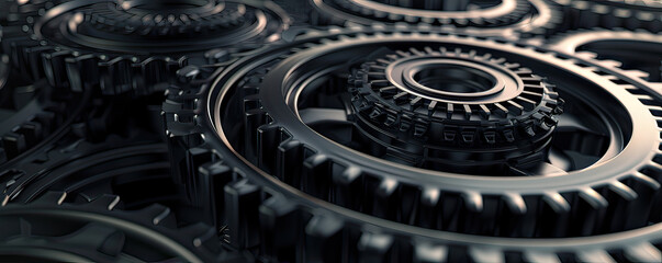 Fototapeta premium Sleek 3D industrial gears setup, minimalist engineering concept