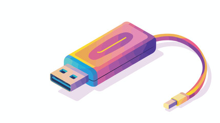 USB connection technology Flat vector 