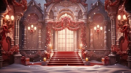Obraz premium Whimsical holiday backdrop, inviting viewers into a world of christmas magic