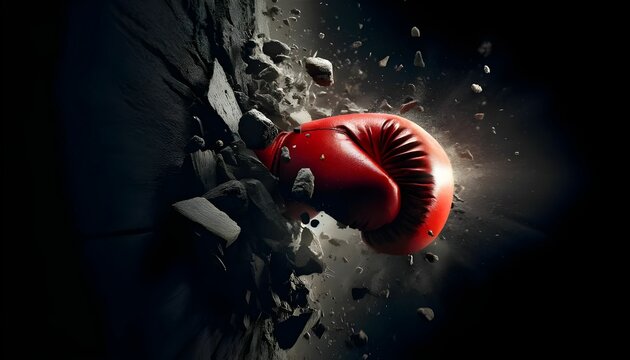 Red Boxing Glove Punching Through Wall generative AI