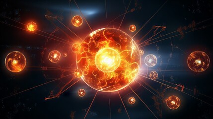 An abstract depiction of nuclear fusion reactions