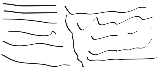 Hand drawn doodle brush lines. Vintage hand drawn underline border elements, pencil sketch stroke decoration. Vector illustrations.