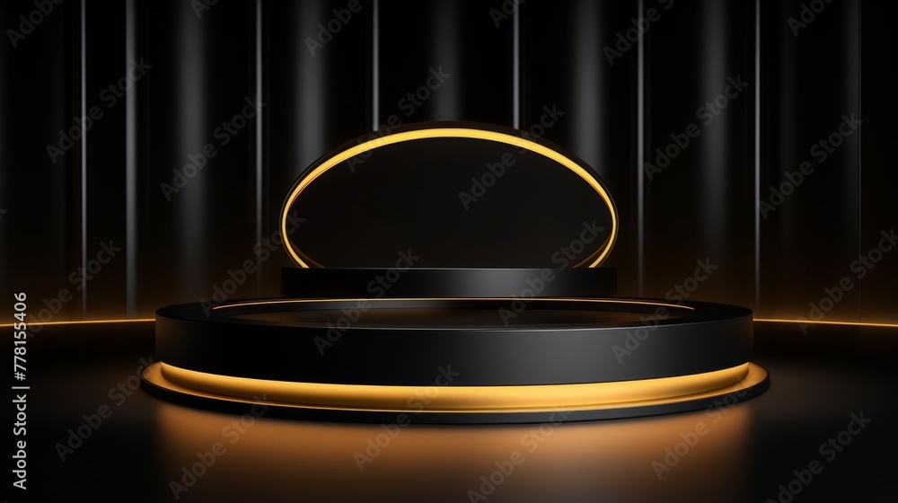 Poster circular 3d podium with rotating elements