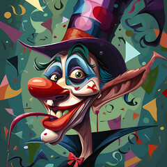 April fool's day, Clown Character, Colorful illustration, flat design banner