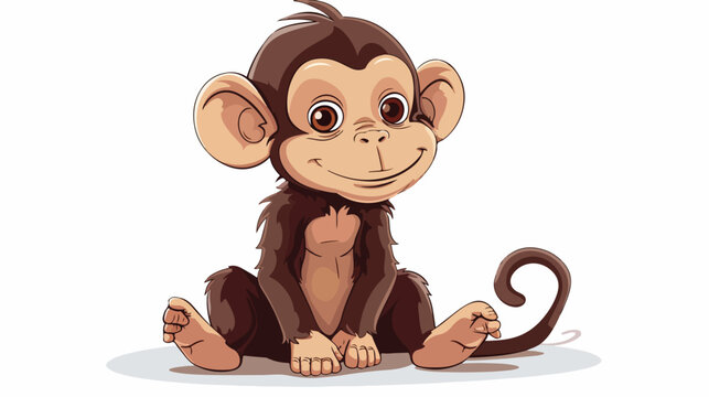 Vector illustration of cartoon monkey Flat vector isolated