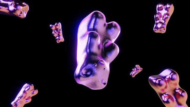 Abstract 3D glitter gummy bear sugar snack disco retro entertainment nightclub event poster vibrant vivid multicolor rainbow gradient fun happy 4K 30 fps seamless loop animation background