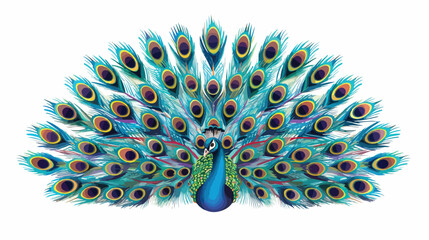 Vector Peacock Feather illustration Flat vector isolated - obrazy, fototapety, plakaty