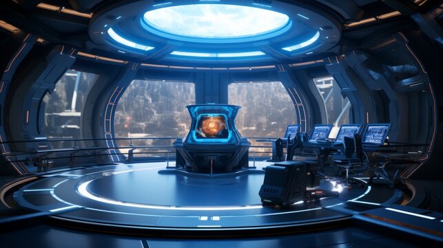 A futuristic space station for a scifithemed video call