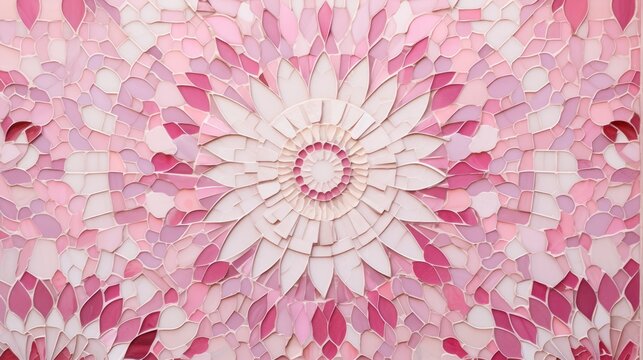 A mosaic pink background with intricate tiles