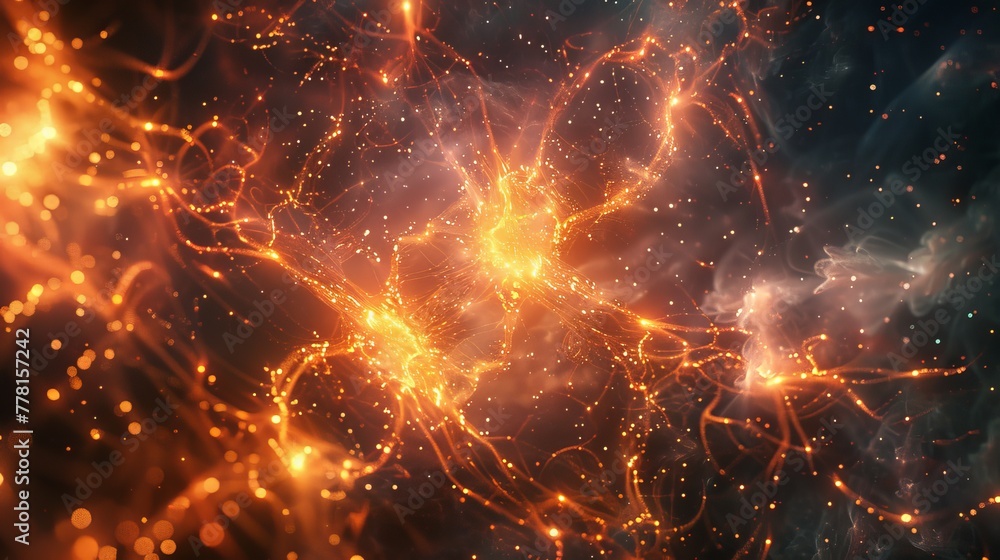Aufkleber a web of glowing threads, connecting and intertwining in a vast