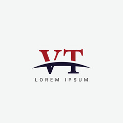 Alphabet VT TV letter modern monogram style logo vector element