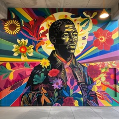 Saint Martin de Porres compassion for the marginalized is illustrated in a contemporary mural, showcasing his humanitarian legacy, cinematic