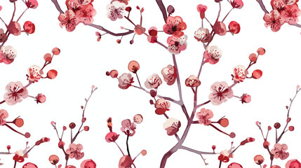 Watercolor seamless pattern of flowering branches. Be