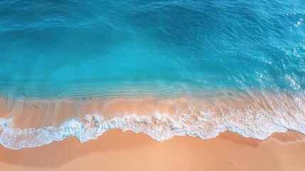 Aerial photo of summer beach and blue ocean with sky