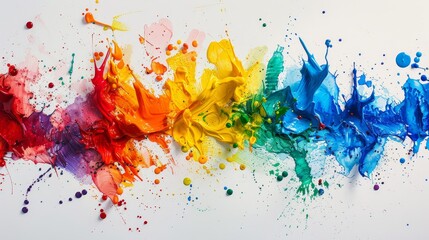 An explosion of colorful paint splatters merging together