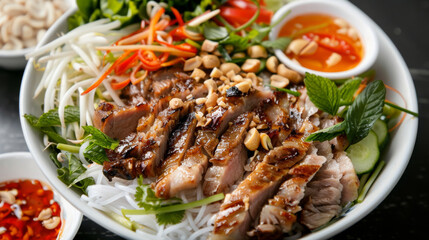 Vietnamese grilled pork vermicelli bowl