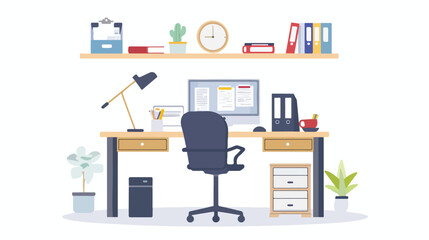 Workplace in the office of the corporation. vector. F