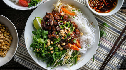 Traditional vietnamese cuisine - bun thit nuong