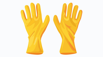 Yellow rubber gloves. Flat design. Vector illustration