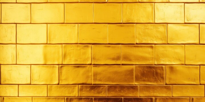 Gold majorelle shiny clean metro brick wall background pattern with copy space for design blank 