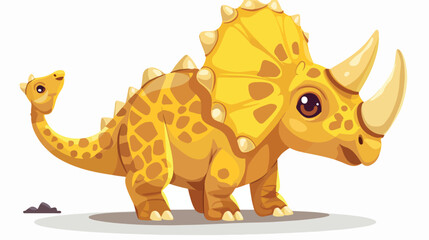 A cute yellow triceratops animal cartoon illustration