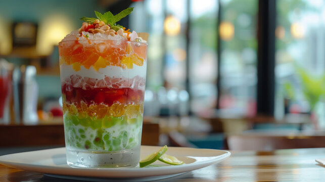 Colorful vietnamese che dessert in glass