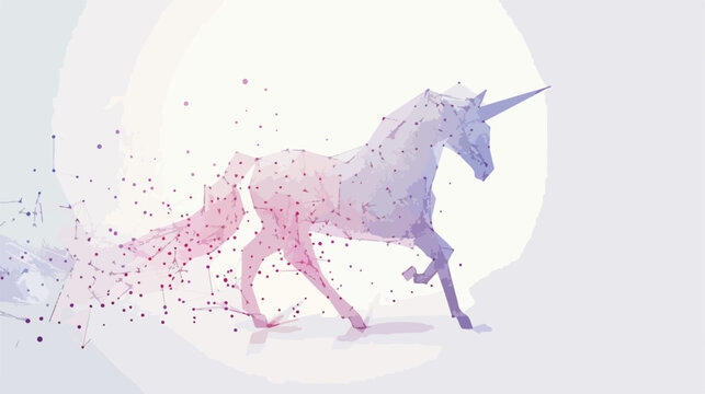 Abstract image unicorn in the form of lines and dots c