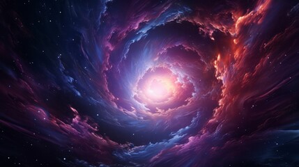Surreal hyper space vortex with swirling nebulae - obrazy, fototapety, plakaty