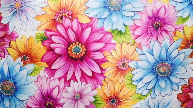 Vibrant and cheerful flower pattern adding a burst of color