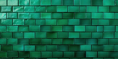 Green majorelle shiny clean metro brick wall background pattern with copy space for design blank 