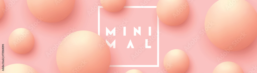 Poster minimal design realistic 3d ball spheres. abstract background. pattern circular geometric object. ro