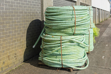 green rolls of cables used in the professional fishing industry