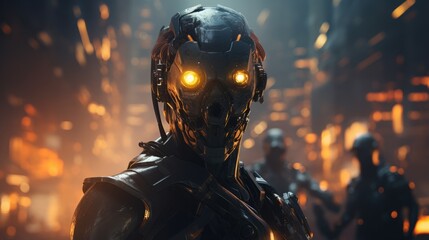 Sci fi digital art showcasing futuristic robots and ai