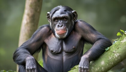 Fototapeta na wymiar A-Dominant-Alpha-Male-Chimpanzee-Keeping-A-Watchfu-Upscaled_41