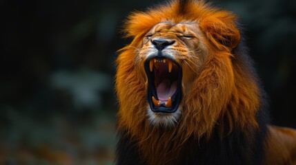 a close up of a lion's mouth with it's mouth open and it's mouth wide open.