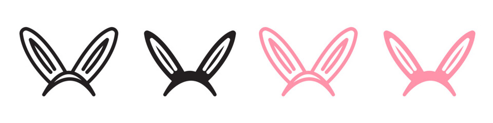 Festive Hare Ear Party Headband Icon Set Symbolizing Celebration