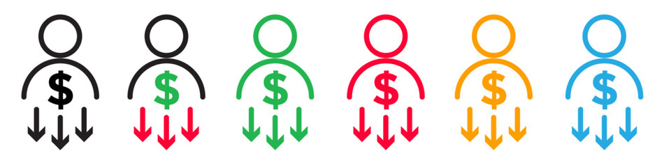 Obraz premium Icon Indicating a Reduction in Workforce Earnings and Salaries